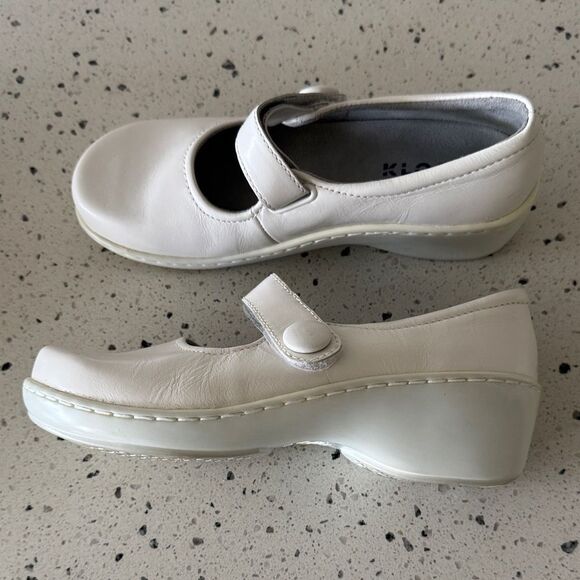 Klogs Footwear White Leather Mary Jane Wedge Shoes Slip Resistant Size 6.5 EUC - Picture 1 of 12